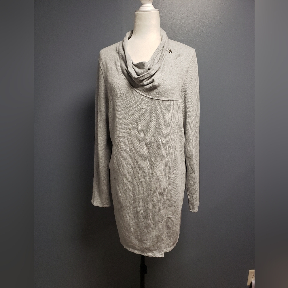 J. Jill Pure Jill Size Large L Gray Wrap Button Shoulder Tunic Knit